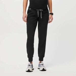 FIGS Zamora Maternity Scrub Jogger Pants Black XXS Over Belly